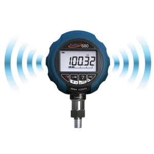 ADT680W-CP digital pressure gauge. Compound pressure data logging device with a blue casing and digital display showing pressure readings.