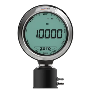 ADT685 Digital Pressure Gauge. Gauge pressure reading 10000 psi on a digital display. Precision instrument for accurate pressure measurement.