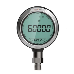 Additel ADT685 digital pressure gauge showing 60000 psi. High-precision gauge pressure measurement instrument for industrial applications.