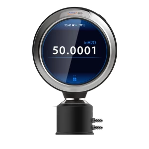 Additel ADT686 advanced digital pressure gauge. Differential pressure measurement device with a circular display showing a reading of 50.0001 inH2O.