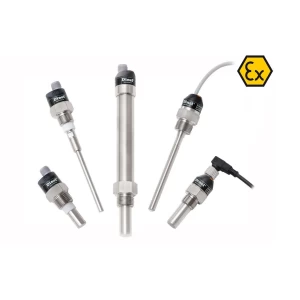 CLS-23 capacitance level switches. Stainless steel level sensors with threaded connections, various lengths, and explosion-proof certification.