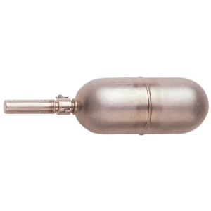 Close-up of a Besta Level Switch. The level switch concept features a metallic, rounded float attached to a cylindrical arm, used for liquid level detection.