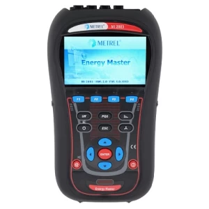 Metrel MI 2883 Energy Master device. Portable power quality analyzer with a color screen and multiple function buttons for energy management.