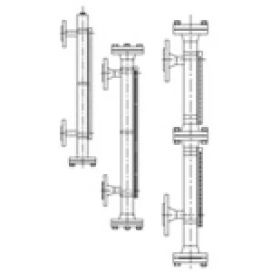 High Pressure Series: Technical drawing of three high-pressure sight glasses with flanged connections, showing varying lengths and configurations.