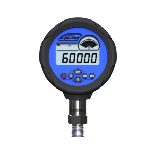 Additel 681 digital pressure gauge. The gauge has a digital display showing 60000 psi, with buttons for peak, units, and zero.