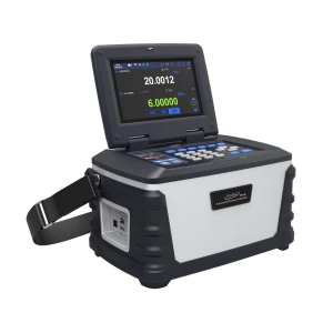 Additel 761A Automatic Pressure Calibrator. Portable device with display screen, buttons, and carrying strap for field calibration work.