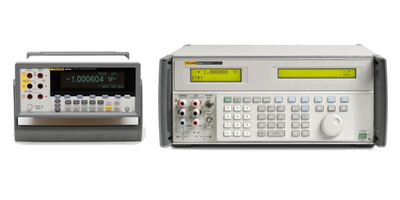 Calibration Services: Two Fluke precision measurement instruments for electronic calibration, showcasing digital displays and control panels.